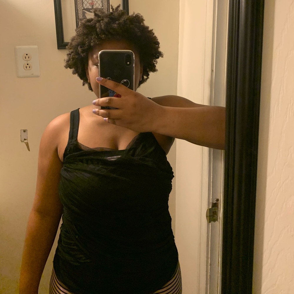 Black mesh top